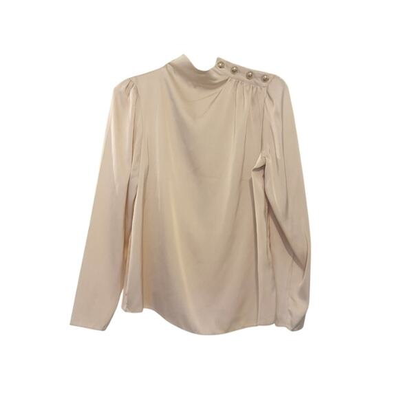 Maison d'Amelie Cream Drapey Flowy Blouse with Gold Button Details Size Medium - Picture 1 of 8